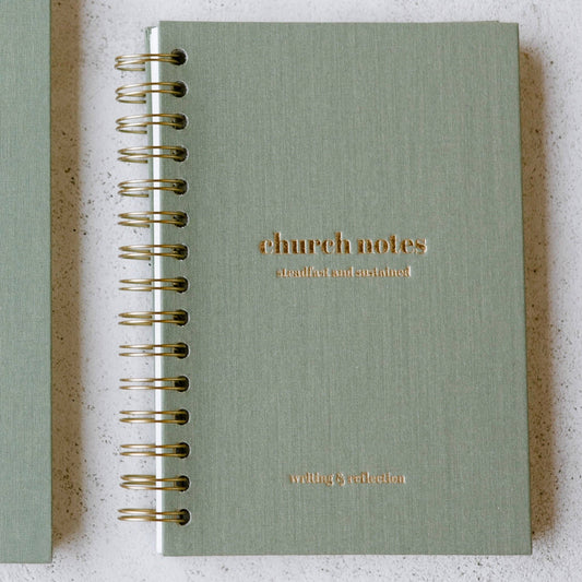 Church Notes Journal - Spiral Linen, Sage