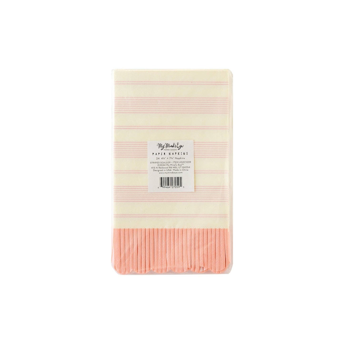 Pink Striped Fringed Guest Napkins