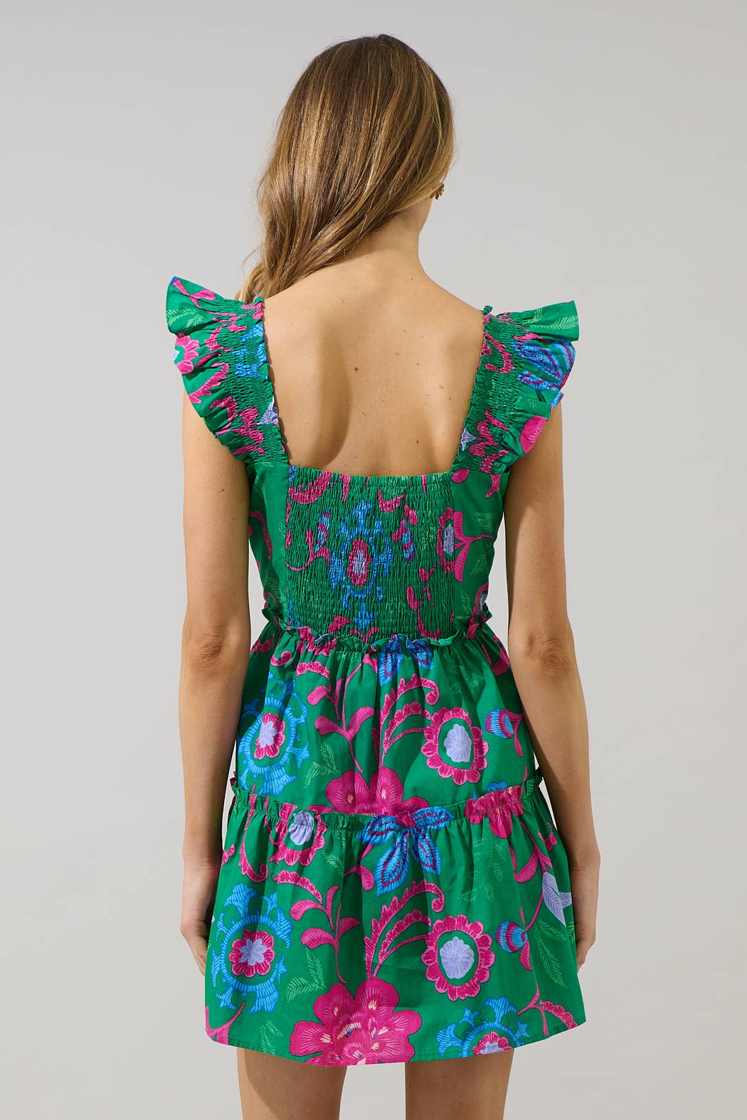 Cabina Floral Ruffle Tiered Mini Dress